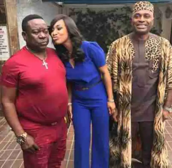 See What Comic Actor Mr Ibu Did To Tonto Dikeh As She Tries To Kiss Him